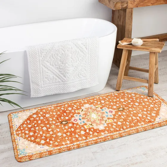 Uphome Alfombra Pasillo Baño Tribal Bohemia Color Naranja 18