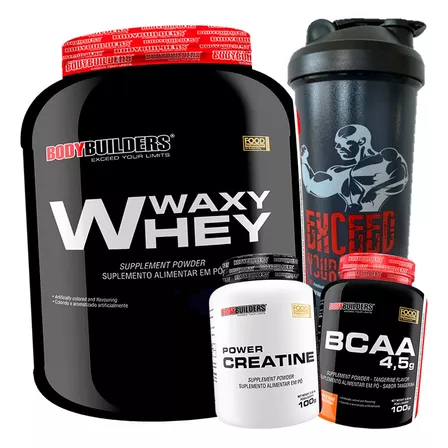 Kit Whey Protein 2kg + Bcaa + Creatina + Shaker