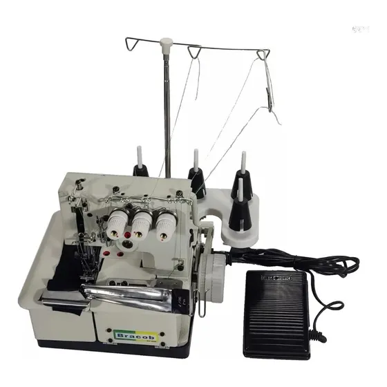 Galoneira 3 Agulhas Semi Industrial C/ Motor + Aparelho Viés Cor Bege 220v
