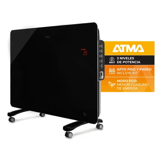 Panel calefactor vitro digital Atma 1500w Atvc1521p color negro