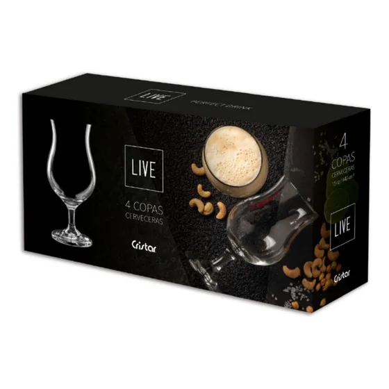 Copa Cervecera Praga Cristar 4 Piezas Estuche X 4 Unidades