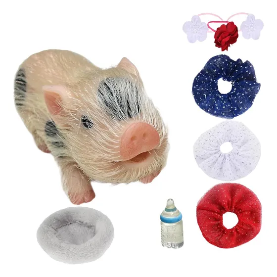 Piglet De Silicona Reborn, Muñeco De Cerdo Blanco Negro