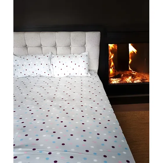 Juego De Sabana Termica Para Cama Doble - Diseño Cuadros