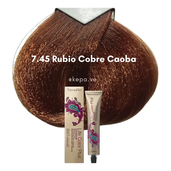 Tinte 7.45 Rubio Cobre Caoba Farmavita Life Color Plus