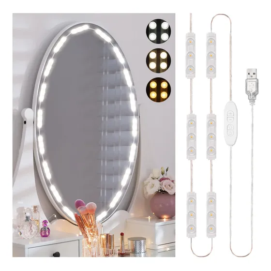 Luces Led Autoadhesivas P/ Espejos De Maquillaje 18 Luces Bl