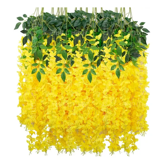 Flores artificiales para decoración, 1,1 m, 30 flores amarillas Topfuture TF-fa30