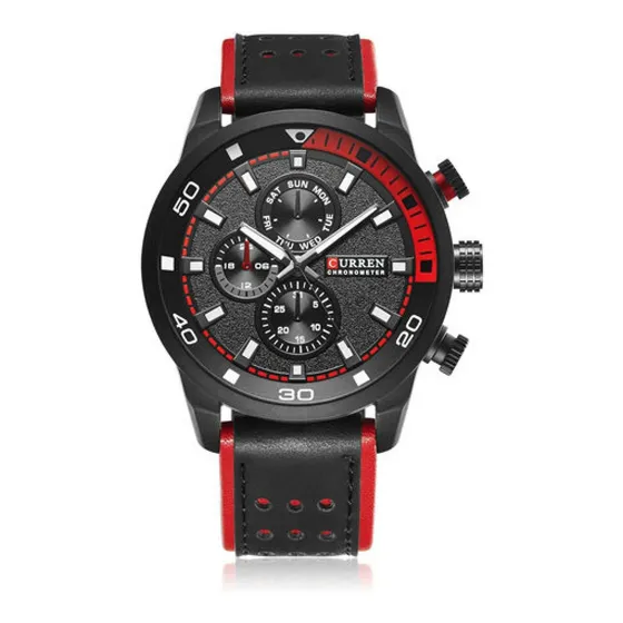 Reloj Curren De Caballero Negro -rojo Color del fondo Negro y Rojo