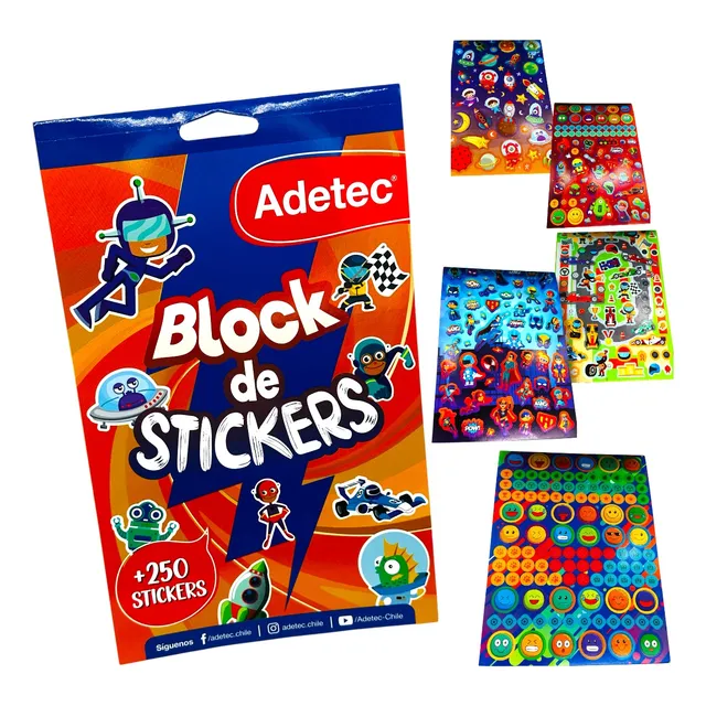 Block De 250 Stickers Adhesivos Escolares /tcamp
