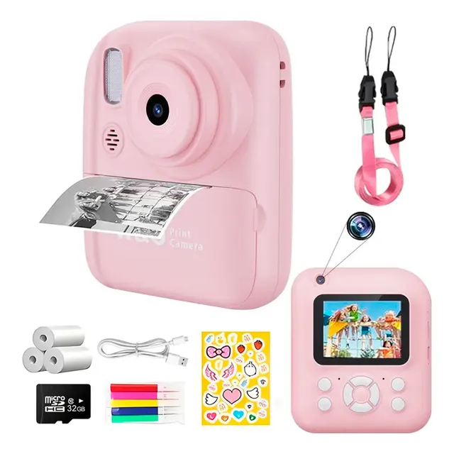 Mini Impresora Portátil Instantanea Cámara Niños 32gb W&o Q1 Rosa