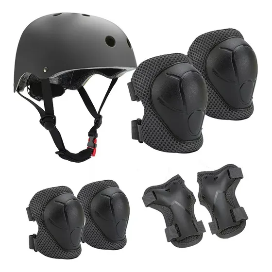 Juego De Casco Protector, Rodilleras Y Coderas De 7 Piezas.