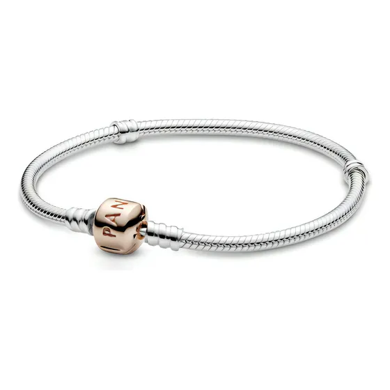 Brazalete Pandora Cierre Cubierto En Oro Rosa De 14k Talla 19 Cm