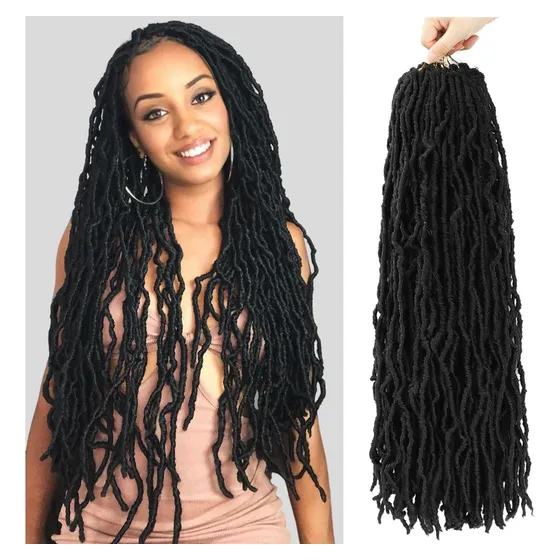 Rastas De Pelo Sintetico De Ganchillo De 22 Pulgadas, 7 Paqu