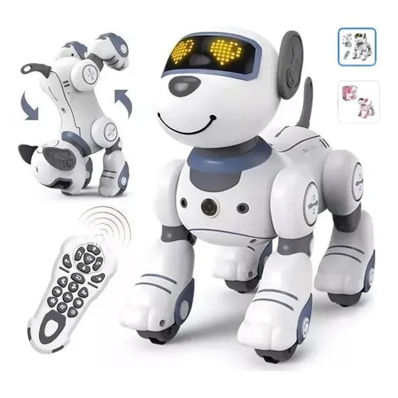 Perro Robot Inteligente Fantastic Toys Gris con Control Remoto RC Juguete Interactivo que Baila Camina y Responde Educativo para Niños 3 Años Promueve Creatividad Razonamiento Tecnología