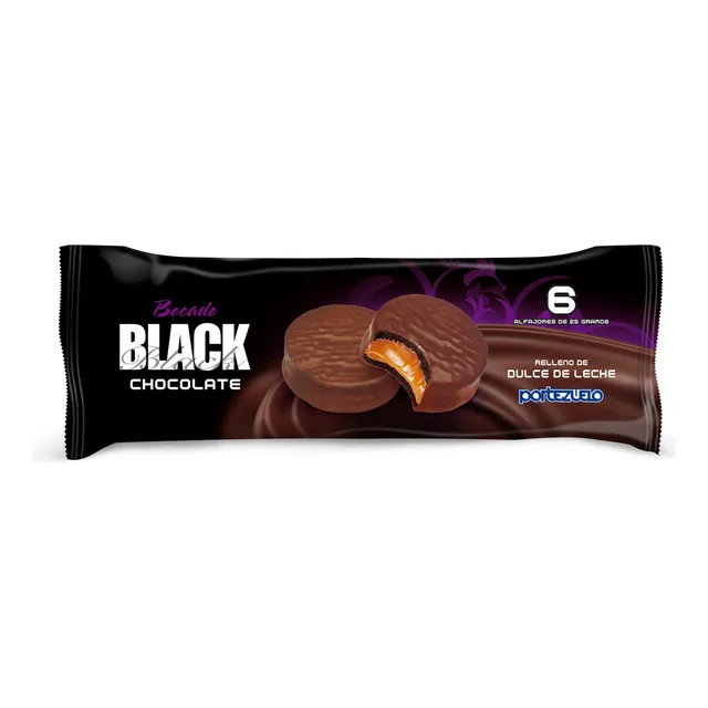 Alfajor Bocado Black Portezuelo 150 Grs Pack X6