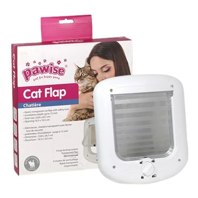 Pawise Puerta Abatible Para Gatos 24x27cm / Color Blanco