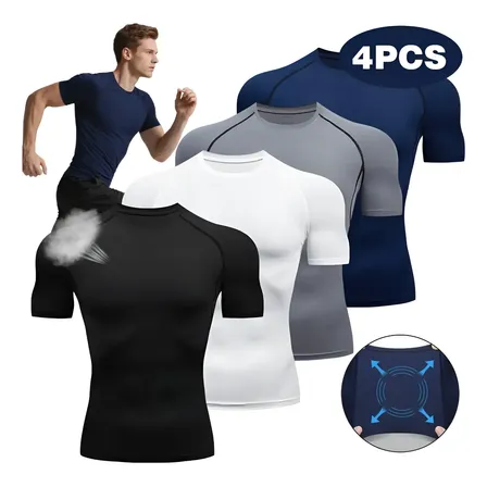 4pz Playera Licra Ropa Deportiva Hombre Compresión Manga Gym