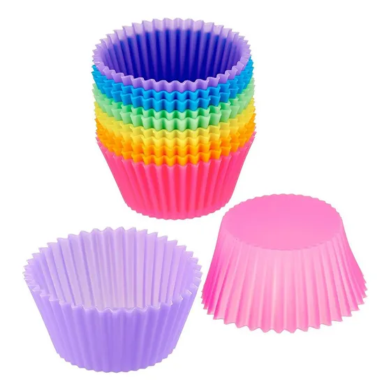 Moldes Pirotines Silicona X12 Muffins Cupcakes 7x3 Cm
