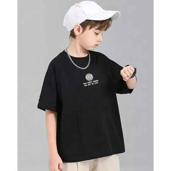Franela Niño Kaplers Negro Estampada Detal Mayor Oferta