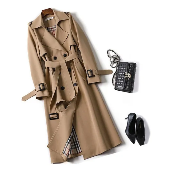 Regala La Nueva Gabardina Elegante Con Botones For Mujer .