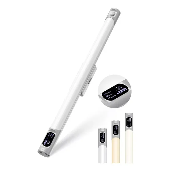 Luz Barra Clóset Con Sensor Movimiento 38cm Pantalla Digital Estructura Blanco