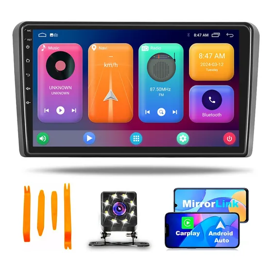 CARLAM Estéreo de Pantalla 9 Pulgadas Auto Android Carplay Mirrorlink GPS para Audi R3 A3 8P S3 2003-2012 Bluetooth USB Esterio Carro Stereo Autoestereo con Camara Reversa
