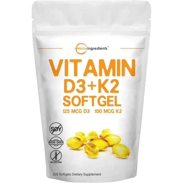 Vitamina D3 5000 Iu + K2 Capsulas Blandas 300caps Stock