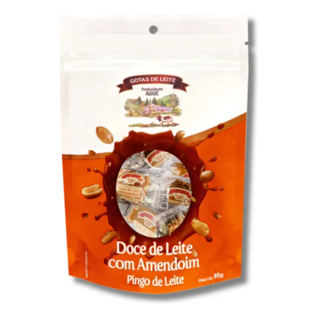 Doce Pingo De Leite Com Amendoim Gotas De Leite Saquinho 85g