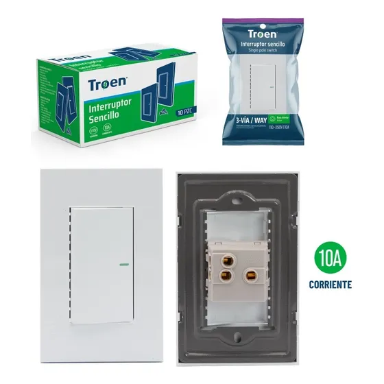 Interruptor Apagador Sencillo Blanco 3 Way Troen
