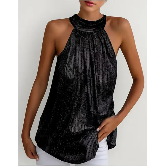 Blusa Camisa Tops Mujer Verano Sólido Con Lentejuelas