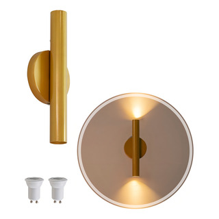 Arandela Tubo Cilindro 30cm 2 Fachos + 2 Led Mr11 St2773 Estrutura Dourado - Branco Quente Arandela Tubo Cilindro 30cm 2 Fachos + 2 Led Mr11 St2773 Estrutura Dourado - Branco Quente