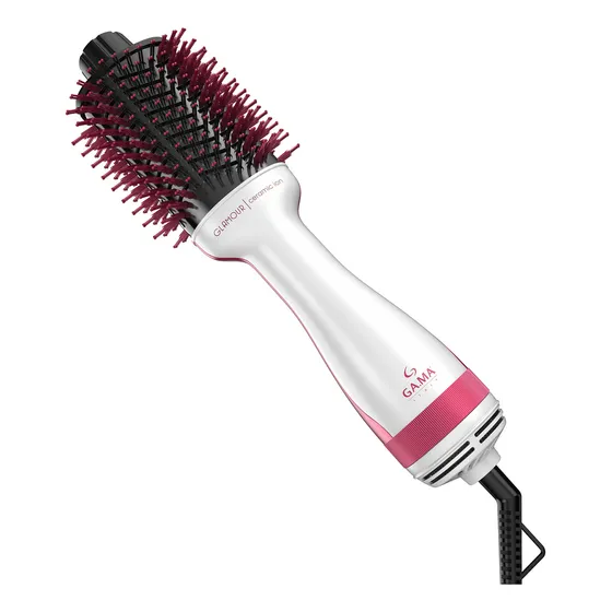 Cepillo Modelador Gama Glamour Ceramic Ion 4 en 1 Secador Oval Alisador Voluminizador Cabello Brillo Suavidad Antifrizz Belleza Peluquería Peinado Profesional Estilo Salon Tecnología Cerámica Rápido