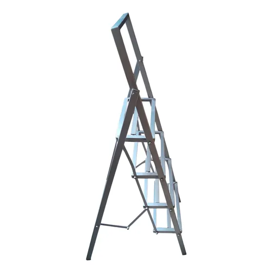 Escalera Plegable 4 Peldaños De Metal Resistente Plateado