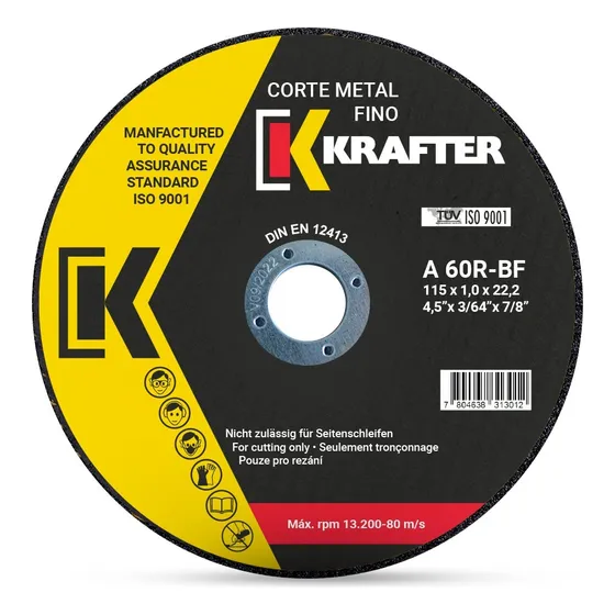 Discos De Corte Para Fierro 4 1/2 Krafter 50 Unidades Color Negro