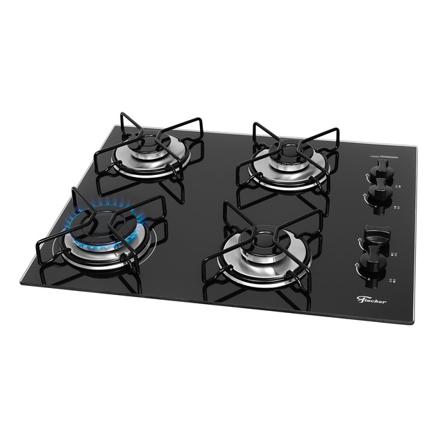 Cooktop 4 Bocas A Gás Fischer Fit Line Preto Bivolt Cooktop 4 Bocas A Gás Fischer Fit Line Preto Bivolt