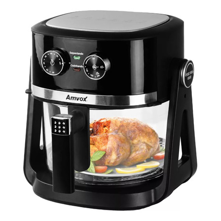 Fritadeira Elétrica Air Fryer E Fogão Grill 2 Em 1 Com Cesto Vidro 5l 1500w Arf 1150 Amvox Preto Fritadeira Elétrica Air Fryer E Fogão Grill 2 Em 1 Com Cesto Vidro 5l 1500w Arf 1150 Amvox Preto