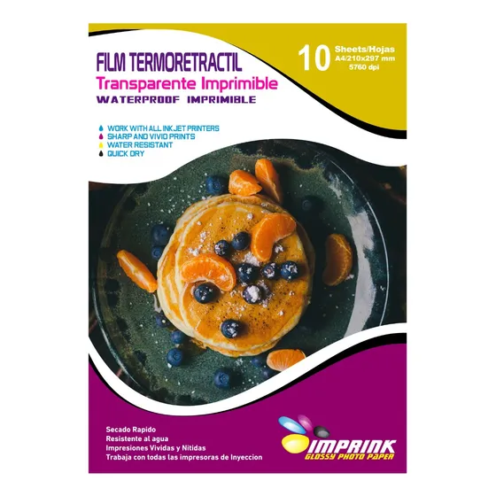 Papel Termoretractil Transparente Imprimible A4/10 Hojas