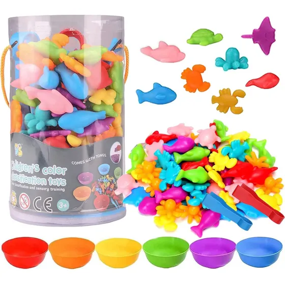Juguete Montessori Clasificador De Colores Y Formas Pinzas
