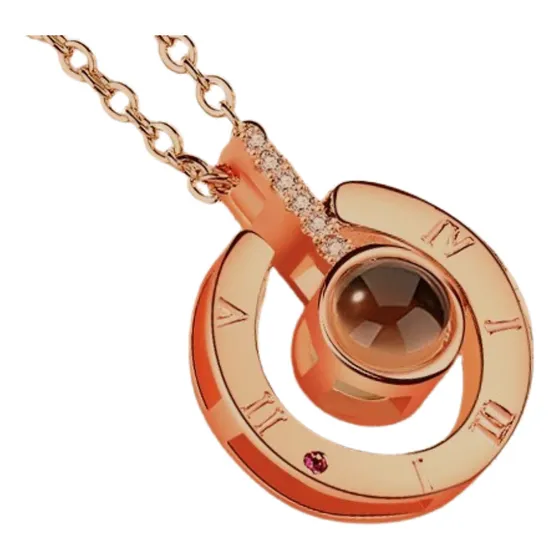 Dije Dorado Circulo Numeros Romanos Con Cadena Te Amo En Cien 100 Idiomas I Love You Collar