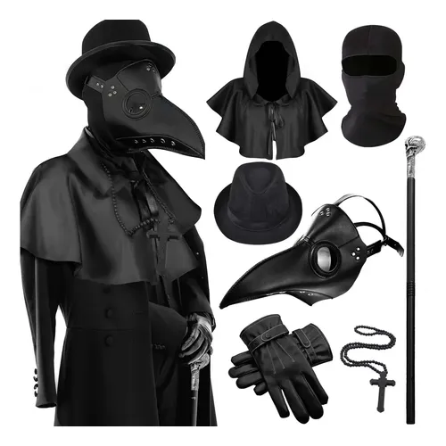 Disfraz De Médico De La Peste Para Adulto/negro Negro Oscuro