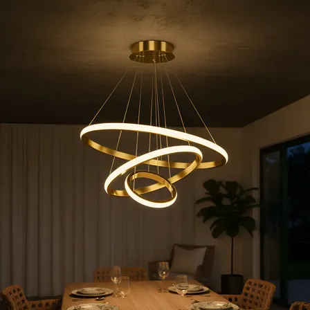 Pendente Luminaria De Led, Lustre Modernos De Sala Quarto 127/220v Dourado