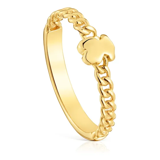 Anillo Oso Con Baño De Oro 18 Kt Sobre Plata Bold Motif