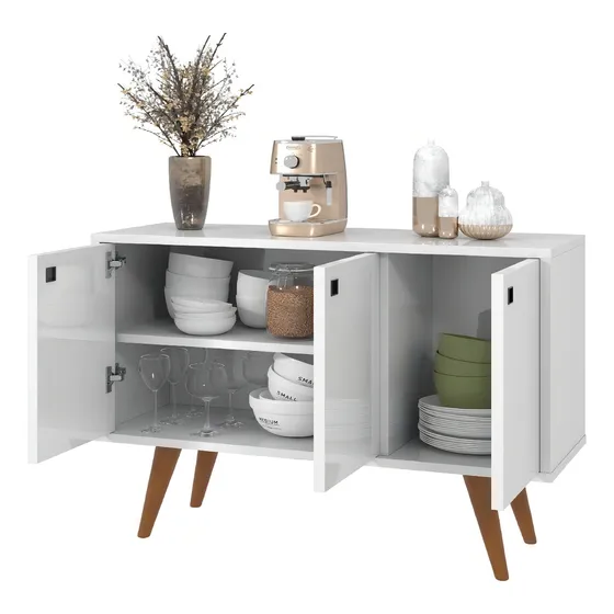 Buffet Balcão Armário De Cozinha Estilo Retrô P/ Microondas Cor Branco