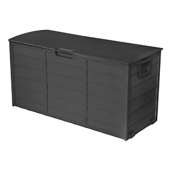 Baúl Plástico 245 L 112x49x54 Cm Negro Con Rueditas