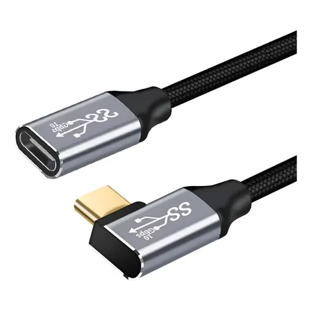 Cable Extensión L Usb C 3.1 Gen2 2m 10gbps Pd100w Qc 4.0 4k