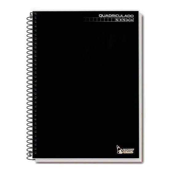 Caderno Universitário 96 folhas quadriculadas 5x5mm  27.5cm x 20cm liso cor preto