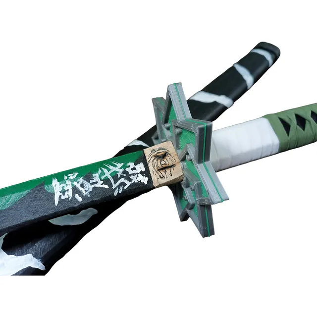 Sanemi 100cm Katana De Madera Deamon Slayer Replica Premium