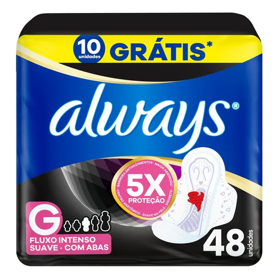 Absorvente Noturno Always Suave com abas Leve 48 Pague 40