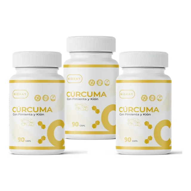 Pack 3 Frascos Curcuma Con Pimienta Negra Y Kion Nibray