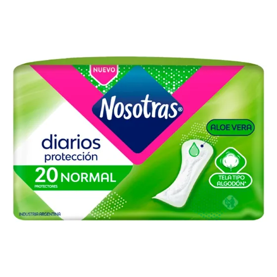 Nosotras Protector Diario Normal Aloe Vera Tipo Algodon 20u