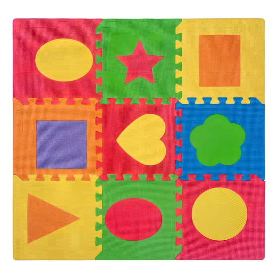 Piso De Goma Eva 9 Piezas Alfombra Antigolpes Infantil Bebés Color Multicolor Formas Geometricas 93082